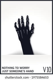 Mystical and scary hand from the hole. Witch arms from the slit. Creative design element. Vector illustration