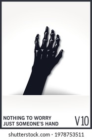 Mystical and scary hand from the hole. Witch arms from the slit. Creative design element. Vector illustration
