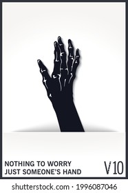 Mystical and scary hand from the hole. Witch arms from the slit. Creative design element. Vector illustration