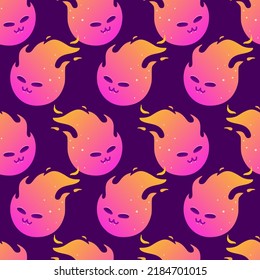 Mystical seamless pattern with cartoon shiny cats. Magic characters of cats with stars. Esoteric neon wallpaper.
Cute cats with wings for printing on fabric. Vector