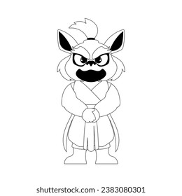 Mystical Shaolin warrior in the form of a Chinese dragon cartoon character. Coloring style