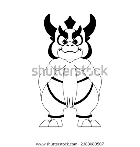 Mystical Shaolin warrior in the form of a Chinese dragon cartoon character. Coloring style