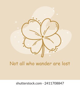 Mystical sign with motivational inscription. Magic card in gold color. Illustration for astrology, tattoos, tarot. Fortune telling.