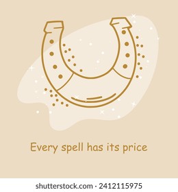 Mystical sign with motivational inscription. Magic card in gold color. Illustration for astrology, tattoos, tarot. Fortune telling.