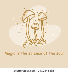 Mystical sign with motivational inscription. Magic card in gold color. Illustration for astrology, tattoos, tarot. Fortune telling.