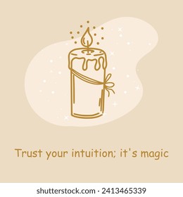 Mystical sign with motivational inscription. Magic card in gold color. Illustration for astrology, tattoos, tarot. Fortune telling.
