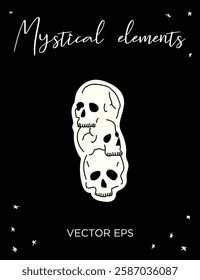 Mystical Skulls Vector line art. Perfect for tattoos, prints, branding, and spiritual designs.