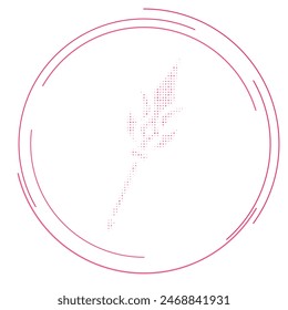 The mystical Spear symbol filled with pink dots. Pointillism style. Vector illustration on white background