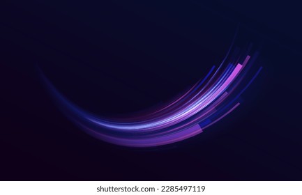 Rayas de velocidad místicas, efecto de brillo. Brillo de rayos cósmicos. Líneas de velocidad neón y viento rápido. Efecto brillante, energía poderosa.	