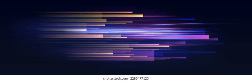Rayas de velocidad místicas, efecto de brillo. Brillo de rayos cósmicos. Líneas de velocidad neón y viento rápido. Efecto brillante, energía poderosa.	