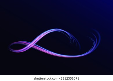 Mystical speed stripes, glitter effect. Shine of cosmic rays. Neon lines of speed and fast wind. Glow effect, powerful energy. 