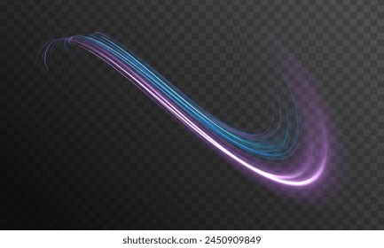 Mystical speed stripes, glitter effect. Neon lines of speed and fast wind. Glow effect, powerful energy. cyber futuristic divider border, purple and blue laser beam isolated. Glow effect, energy.	
