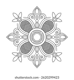 Mandala de patrones espirales místicos en blanco y negro para colorear Página del libro