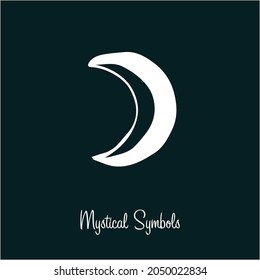 Mystical spiritual symbol moon month, style old school, tattoo, icon, sign. Magic esoterica talisman element. Vector illustration