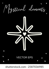 Mystical Star Element Vector line art. Perfect for tattoos, prints, branding, and spiritual designs.