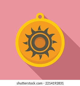 Mystical sun amulet icon flat vector. Viking amulet. Magic esoteric