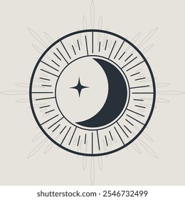 Mystical sun and moon illustration
