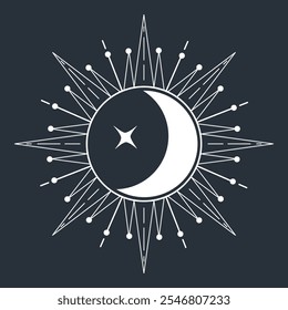 Mystical sun and moon illustration