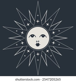 Mystical sun and moon illustration