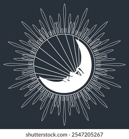 Mystical sun and moon illustration