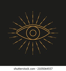 The mystical symbol of the eye. Vector illustration isolated on dark background