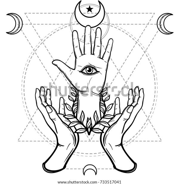 Mystical Symbol Human Hand Eye Providence Stock Vector Royalty Free