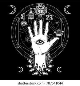 Mystical Symbol Human Hand Eye Providence Stock Vector (Royalty Free ...