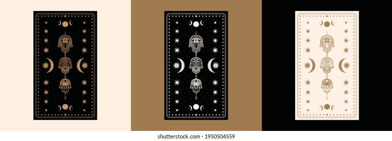 Mystical tarot Lesekarte.Occult esoteric vintage tarot card.Witch Wahrsager Vorlage Thema.Vektorgrafik.