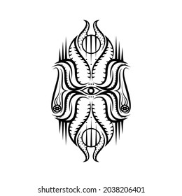 mystical tattoo illustration with eye elements and tribal shapes. can be used for metal band logos or mascots.