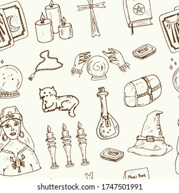 Mystical things isolated hand drawn doodles Vector set