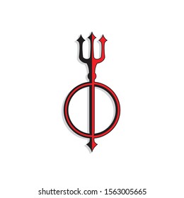 mystical trident spear weapon with circle vector logo design template