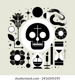 Mystical vector elements. Set of symbols, alchemy and witchcraft vector images isolated.