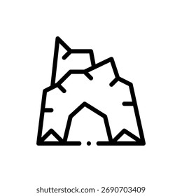 Ilustración vectorial mística de una cueva, apta para la aventura, la exploración y la naturaleza