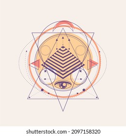 Mystical vintage gothic geometry thin lines symbol