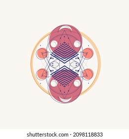 Mystical vintage gothic geometry thin lines symbol