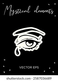 Mystical Weeping Eye vector line art. Perfect for tattoos, prints, branding, and spiritual designs.