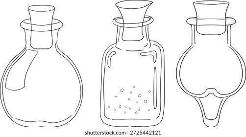 Mystical witch kit collection. Hand drawn line art with occult symbols. Perfect for modern witchcraft, tarot and esoteric designs. Boho magic vibe