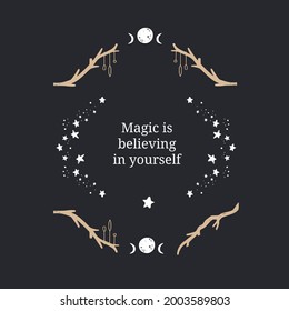 Mystical witch minamalistic esoteric  vector posters. Mystic and astrology symbols, inspirational background