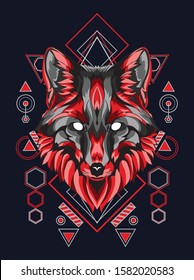 Mystical wolf with Sacred Geometry magic astrology and alchemy 