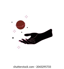 Mystical woman hand alchemy esoteric magic