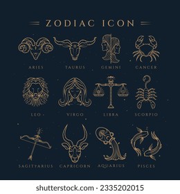 Mystical Zodiac Icons Symbol Illustration