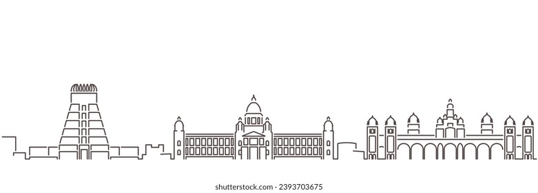 Mysuru Dark Line Simple Minimalist Skyline With White Background