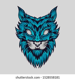 Myth Cat Head Illustration Fur