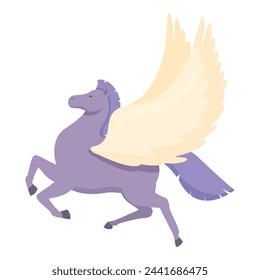 Icono volador de caballo mito vector de dibujos animados. Pegaso animal. Caballo de cuento de hadas