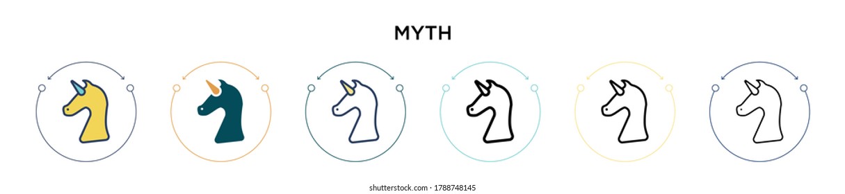 Myth icon in filled, thin line, outline and stroke style. Vector illustration of two colored and black myth vector icons designs can be used for mobile, ui, web
