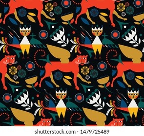 Myth and legends pattern seamless design illustration