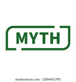 Myth Stamp In Green Line Rectangle Shape For Information Sign
