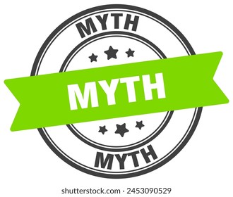 myth stamp. myth round sign. label on transparent background