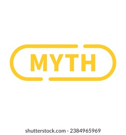 Myth Stamp In Yellow Rounded Line Rectangle Shape For Information Sign
