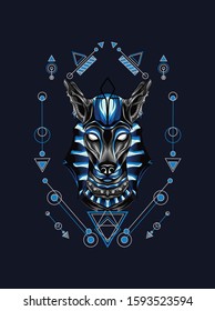 Mythical angry monster blue anubis 